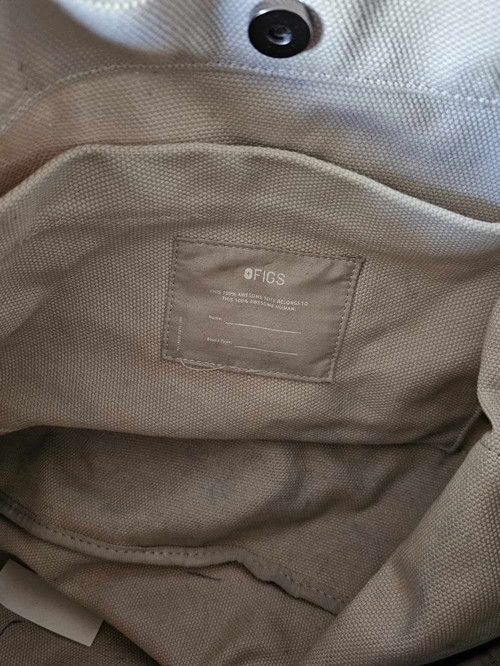 Figs Canvas Tote in Cream with Tan Base and Straps - Picture 3 of 3